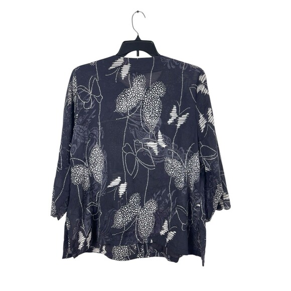 Citron Santa Monica 1X Black White Butterfly Floral Top Button Bamboo Blend READ - Picture 2 of 13